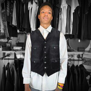 Vintage Polo Ralph Lauren Faux Suede Plaid Vest Men's XL